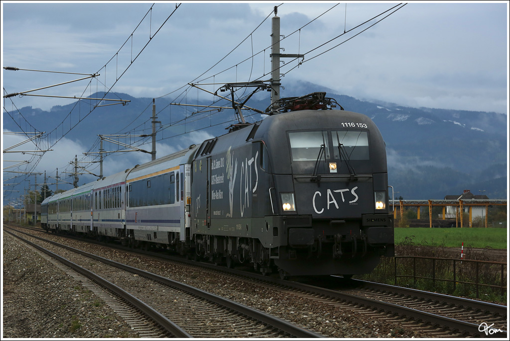 1116 153  CATS  fhrt EC 103  Polonia  von Warschau nach Villach.  
Zeltweg 16.10.2012