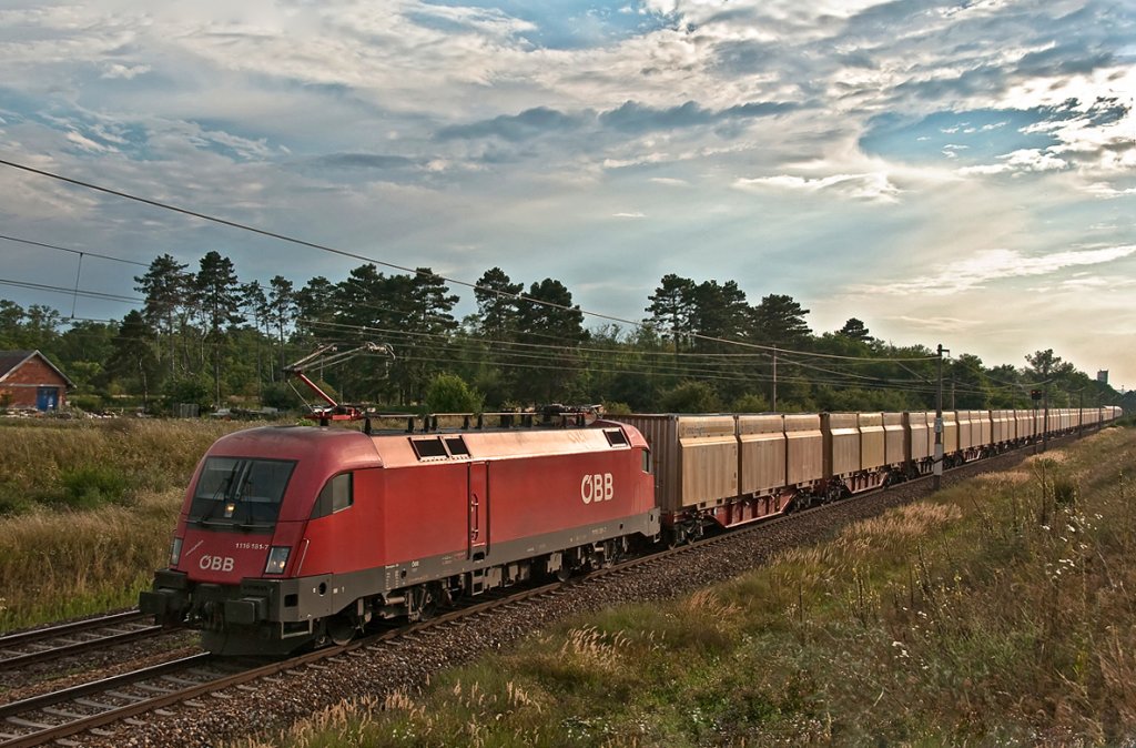 1116 181  Hanspeter  war mit diesem Ganzzug Richtung Norden unterwegs. Deutsch Wagram, am 11.08.2010.