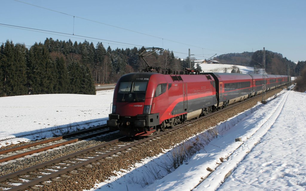 1116 206 Railjet Richtung Salzburg bei bersee am 23.01.2011