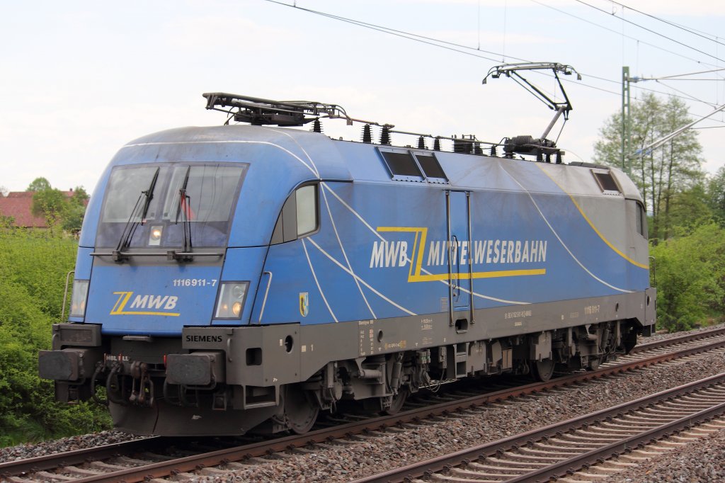 1116 911-7 der MWB bei Staffelstein am 03.05.2012.