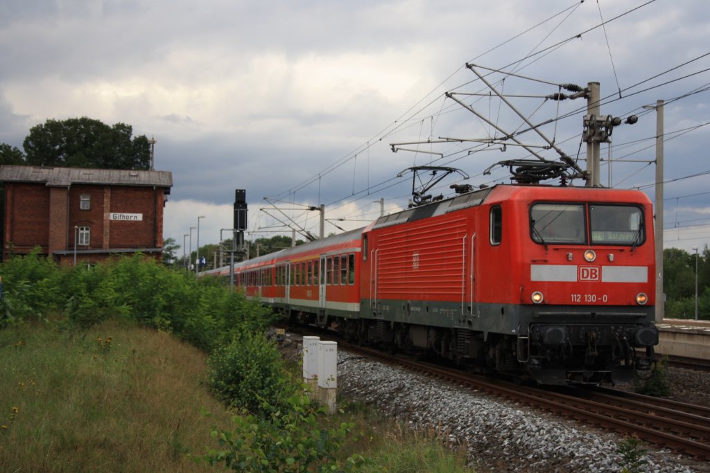 112 130 mit einem RE von Hannover nach Wolfsburg in Gifhorn am 16.08.2010