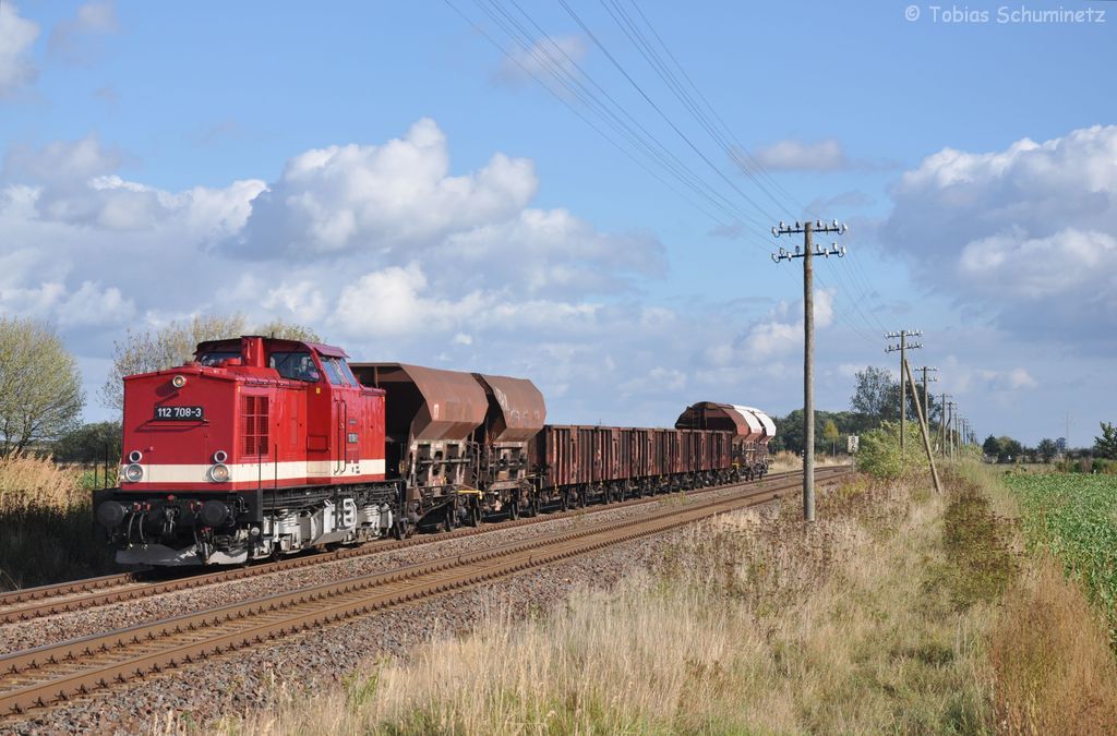 112 708 mit Fotogterzug am 07.10.2012 bei Frenz