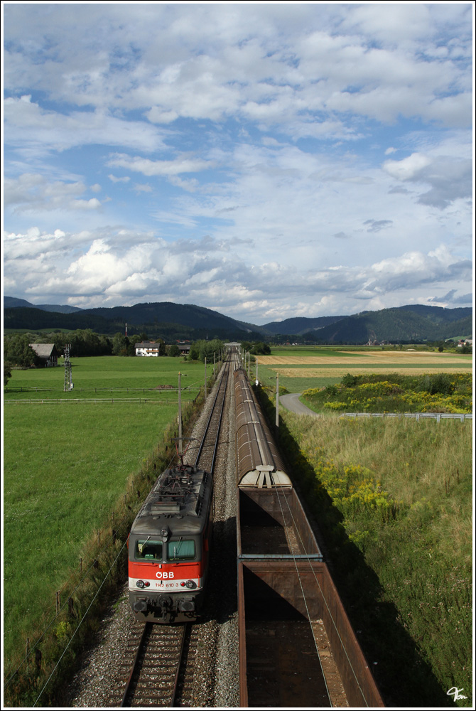 1142 610 fhrt als Lokzug von Bruck nach Knittelfeld. 
St. Lorenzen 16.8.2011