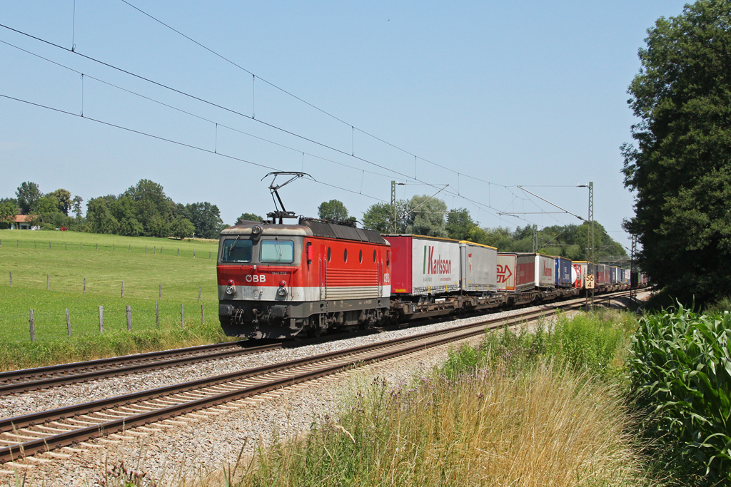1144 226 mit einem KLV Zug am 12.07.2011 bei Grokarolinenfeld.