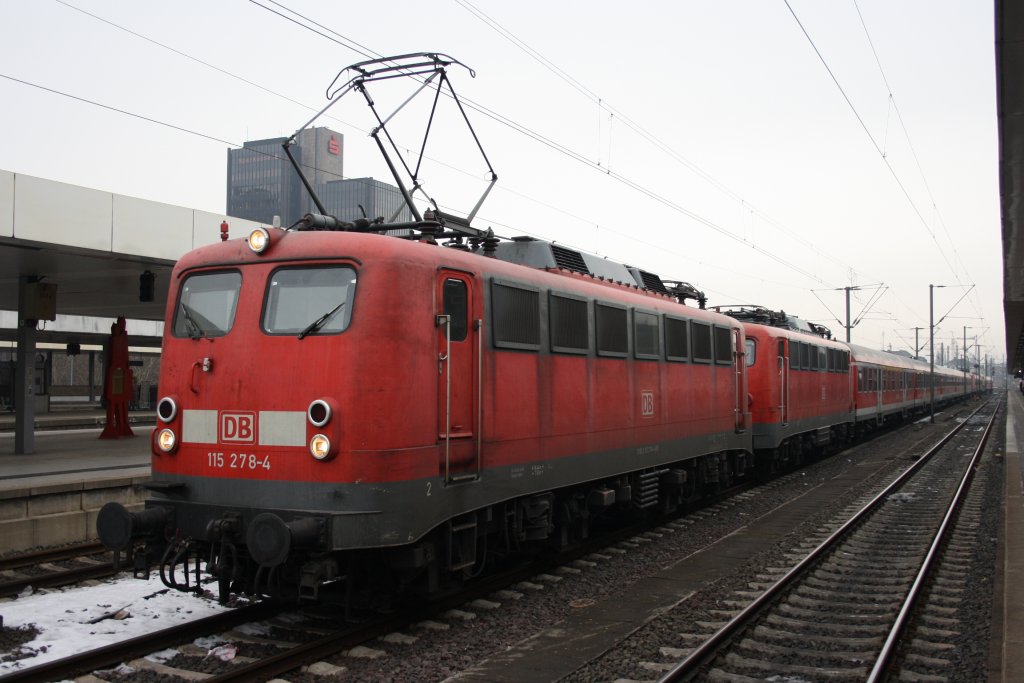 115 178 und 115 114 in einem PBZ in Hannover HBF am 27.02.2010