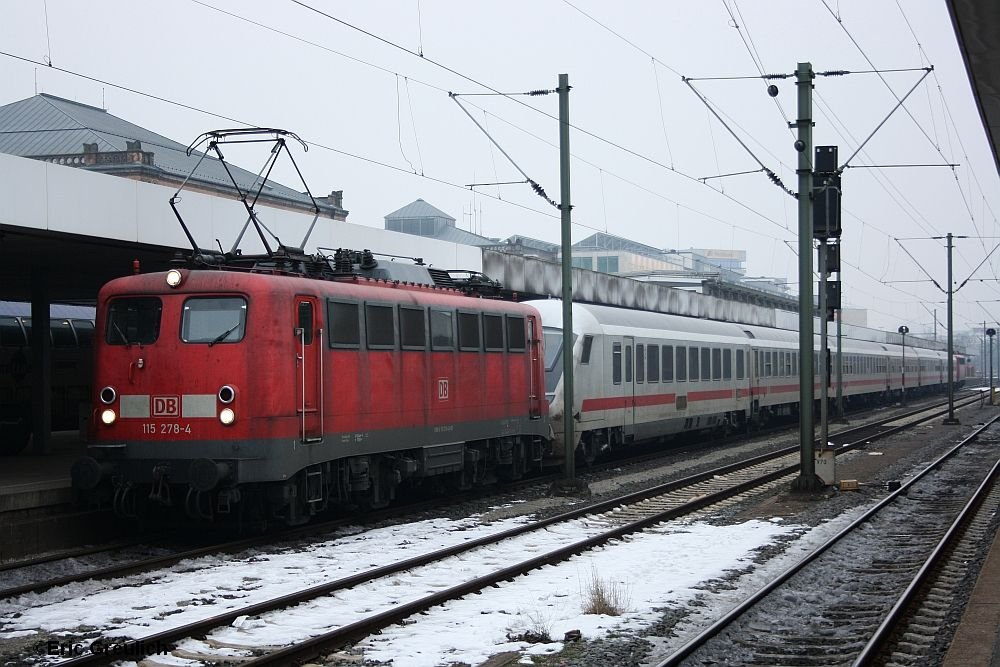 115 278 mit einem IC-Ersatzzug von Bremen nach Hannover am 24.1.2010.