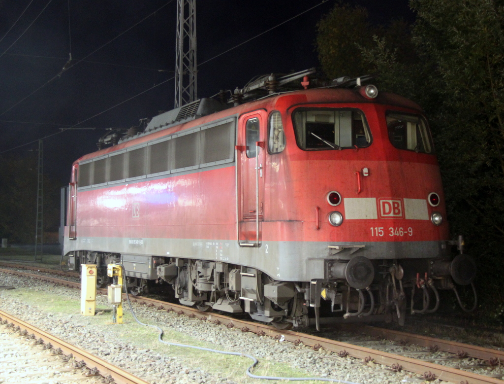 115 346-9 abgestellt im Rostocker Hbf.13.10.2012