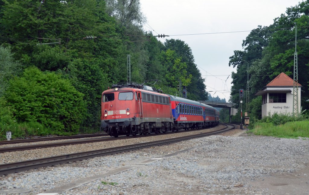 115 346 zog am 03.07.12 einen Sonderzug durch Aling Richtung Rosenheim.