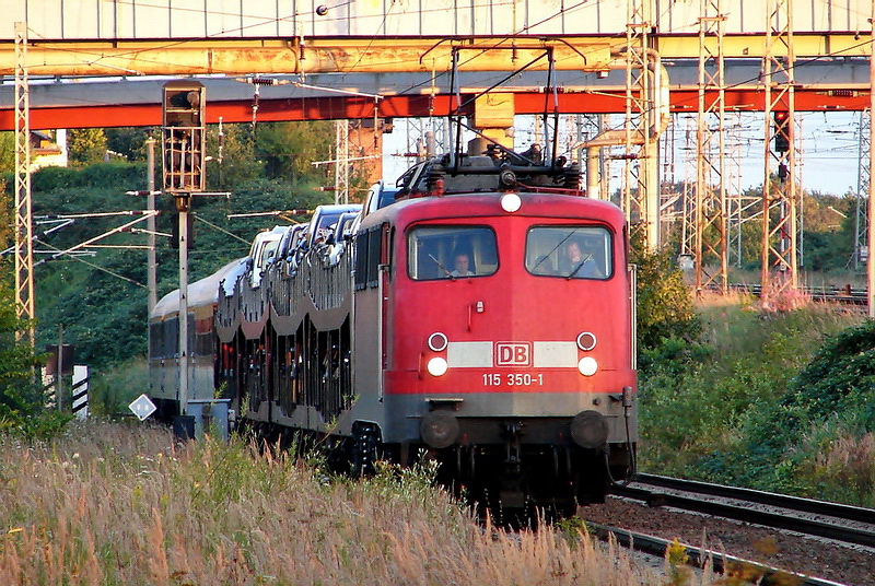115 350-1 am AZ1450 aus Mukran.  Stralsund am 04.08.07 