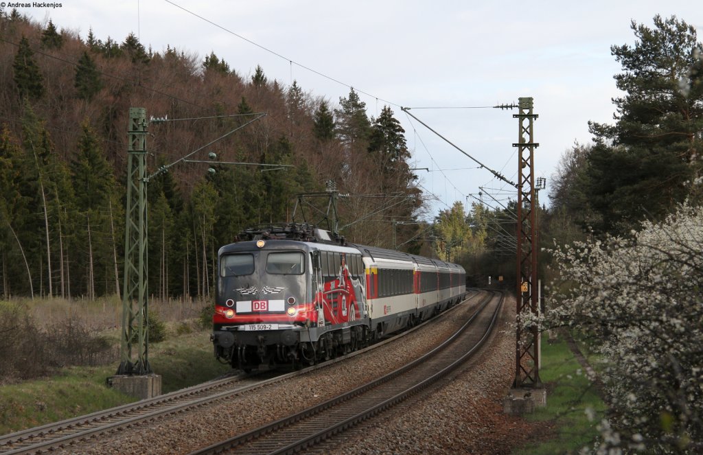 115 509-2  80 Jahre Autozug  mit dem IC 182 (Zrich HB-Frankfurt(Main) Hbf) bei Hattingen 22.4.12