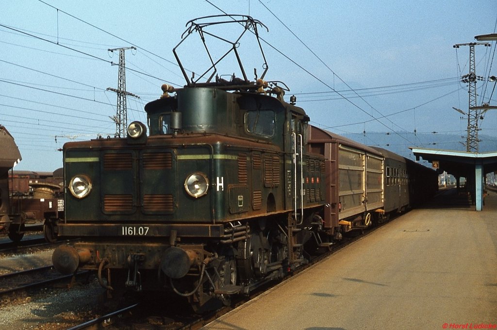 1161.07 rangiert im August 1979 im Bahnhof Spittal/Millstttersee