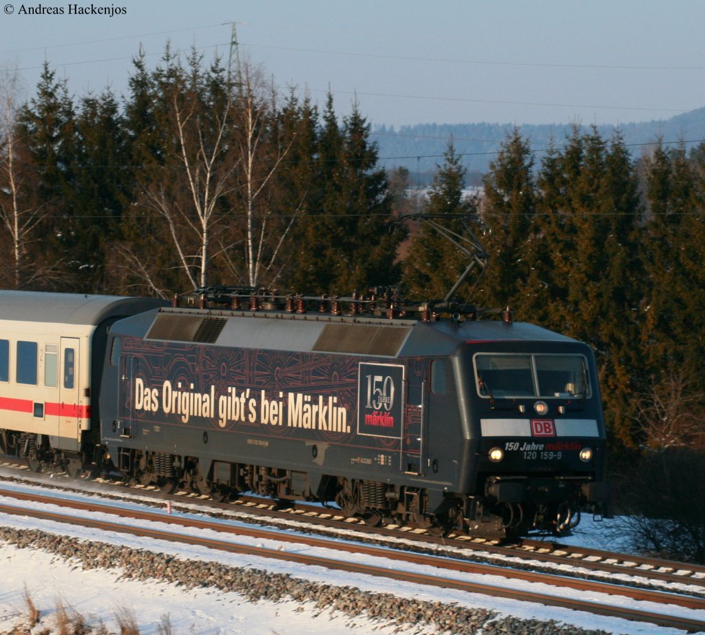 120 159-9  150 Jahre Mrklin  und 101 125-3 mit dem IC 2807 (Stuttgart Hbf-Schaffhausen) als Ersatz fr ICE 281 bei Rottweil 7.3.10