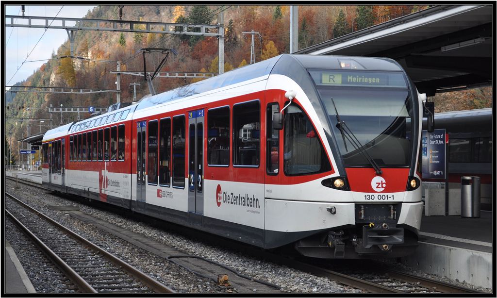 130 001-1 der Zentralbahn in Interlaken Ost. (13.11.2012)