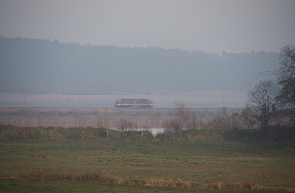 13.11.2011 232 004 zwischen Passow und Stendell. Kam aus Tantow, machte Kopf und fuhr dann zum PCK Werkbahnhof.