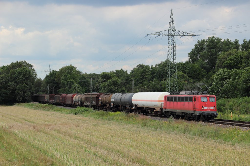 139 314-9 mit einem gemischten Gterzug in Ratingen-Lintorf am 08.08.2012
