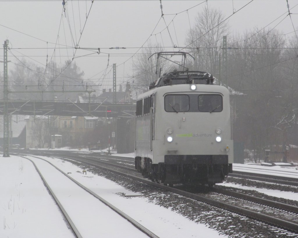 139 558 von Railadventure durchfhrt am 16. Februar 2013 solo den Bahnhof Kronach.