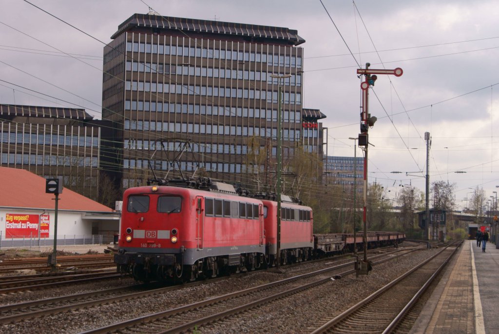 140 799-8 + 140 805-3 mit dem leerem Andernacher in Dsseldorf-Rath am 30.03.2012 Gre zurck an den Tf ;-) 