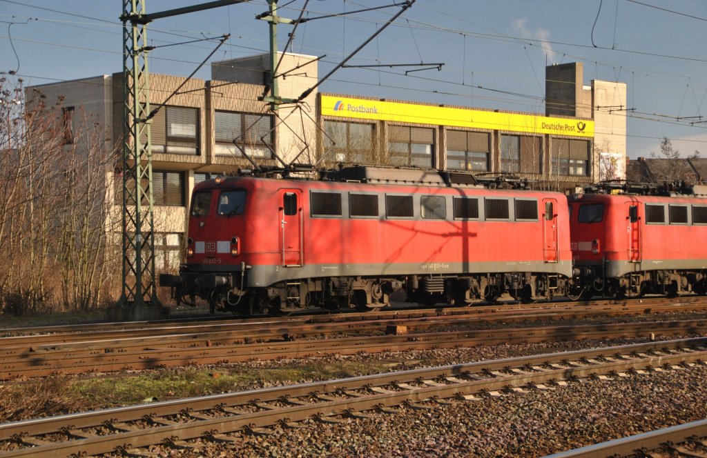 140 833-5, fhrt am 09.02.2011 in Ex BW Lehrte um eine Pause zu mmachen. Spter fhrt sie nach Bedingen um einen Zug abholen.