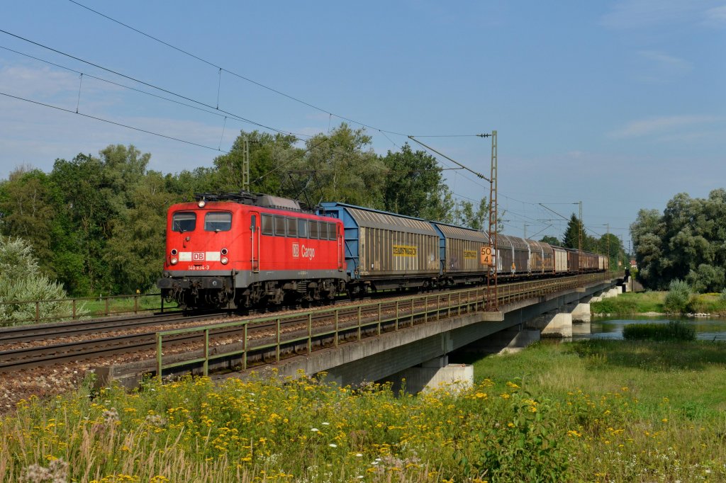 140 834 mit dem Audizug am 02.08.2012 bei der berquerung der Isar in Plattling.