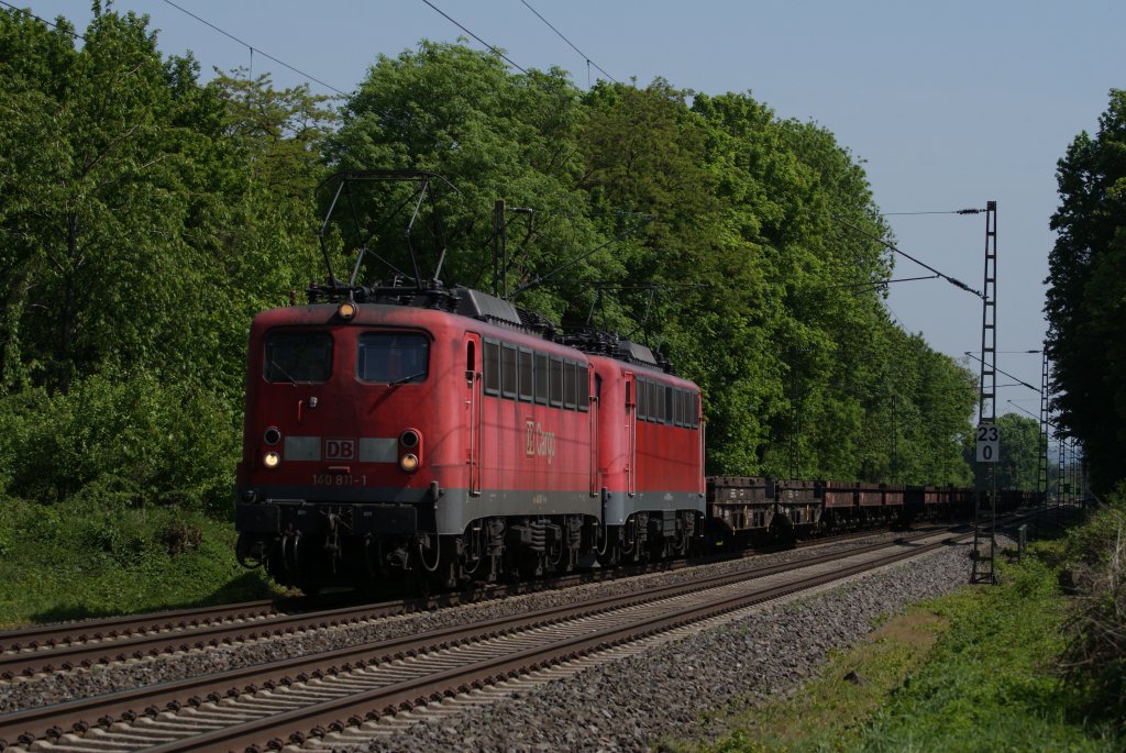 140 861-6 + 140 811-1 mit einem Coilzug in Bornheim am 22.05.2010