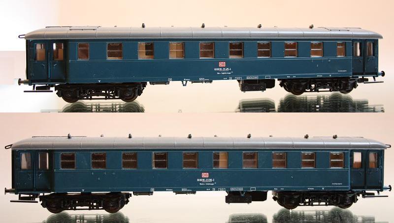 14128 SACHSENMODELLE (Exclusiv-Serie CONRAD) Bauzug (2xB4y) ozeanblau DB, Bro- Zugleiterwagen & Wohn u.-Schlafwagen