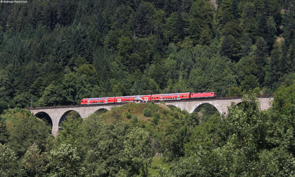 143 *** mit der RB 26945 (Freiburg(Brsg) Hbf-Seebrugg) auf dem Ravennaviadukt 11.8.12