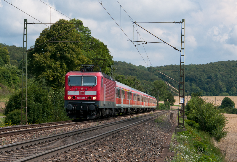 143 091-7 am 28. Juli 2011 mit RB 19282 (Ulm Hbf - Geislingen(Steige)) bei Amstetten.
