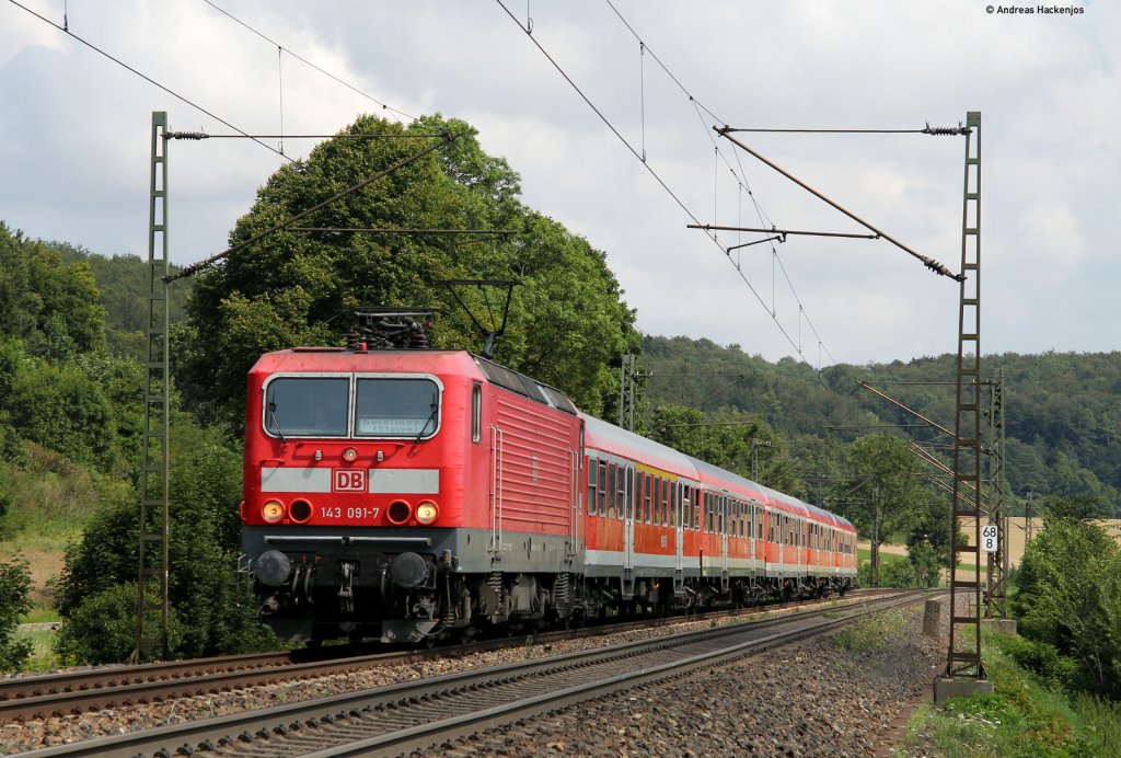 143 091-7 mit der RB 19282 (Ulm Hbf-Geislingen(Steige)) bei Amstetten 28.7.11 
