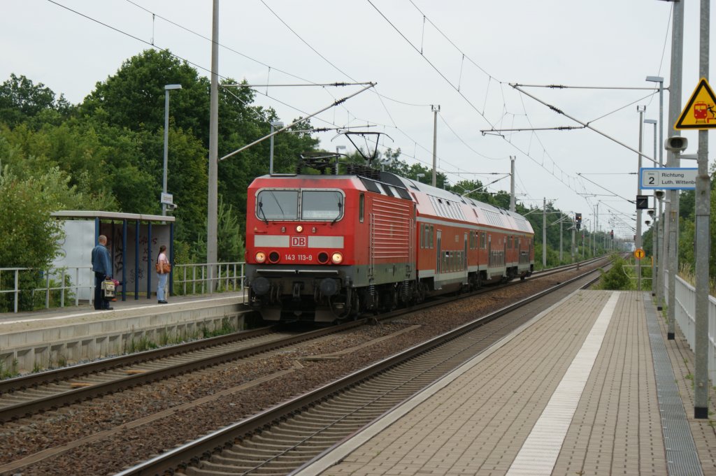 143 113-9 mit RB nach Leipzig in Burgkemnitz am 19.06.2009