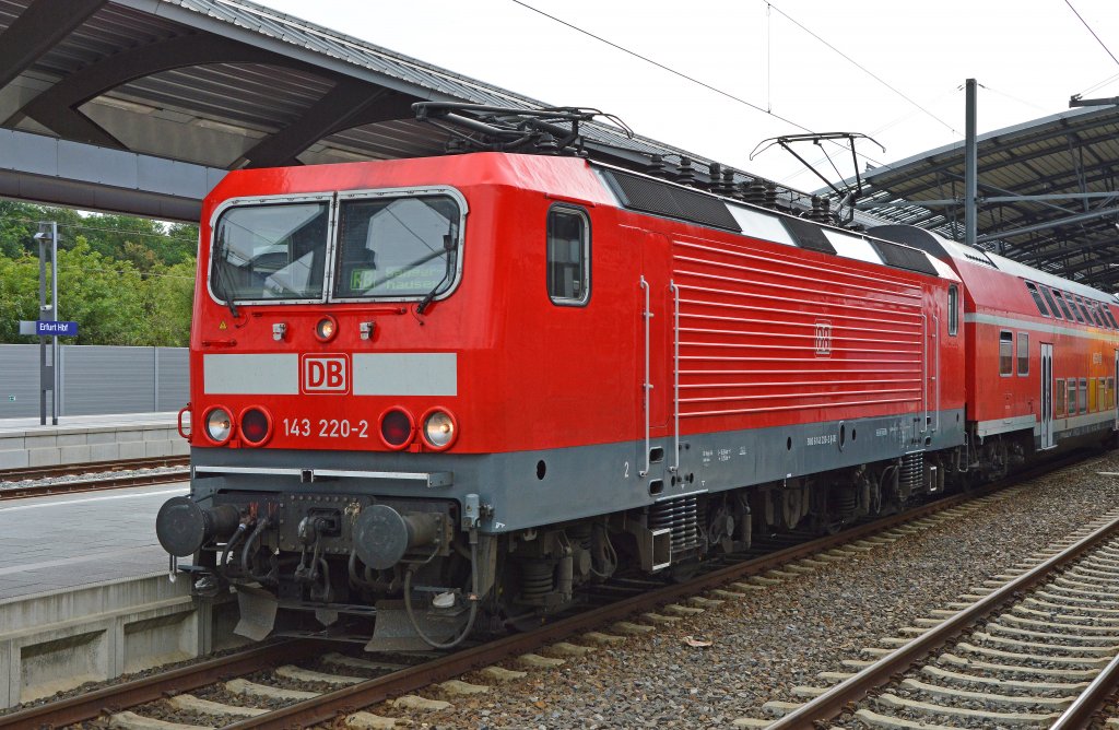 143 220-2 mit RB 16520 Erfurt Hbf – Erfurt Ost – Smmerda – Artern – Sangerhausen, 31.08.2012