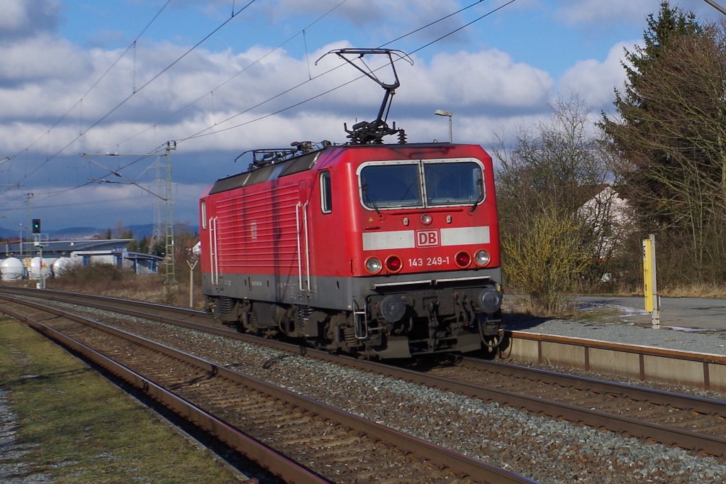 143 249 als Tfzf am 13.01.2013 in Gundelsdorf. 