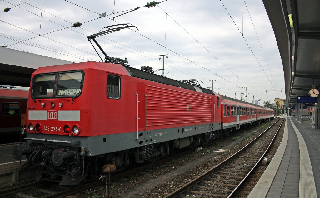 143 275 mit RB nach Neumarkt(Oberpfalz) in Nrnberg Hbf, 4.9.010.