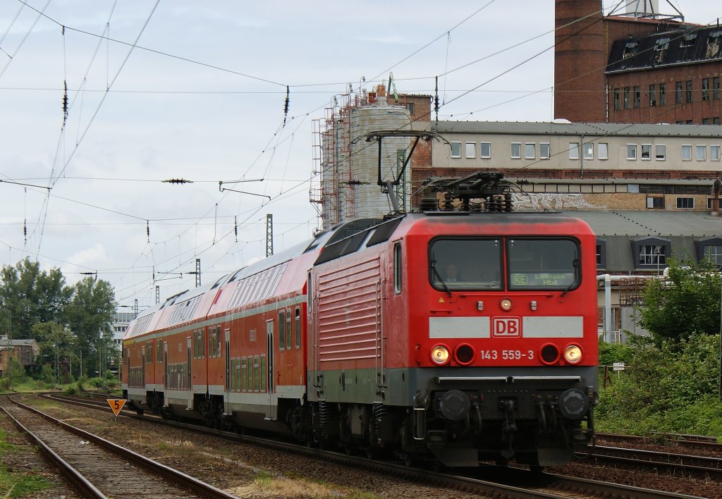 143 559-3 mit RE nach Leipzig in Dessau am 21.06.2009