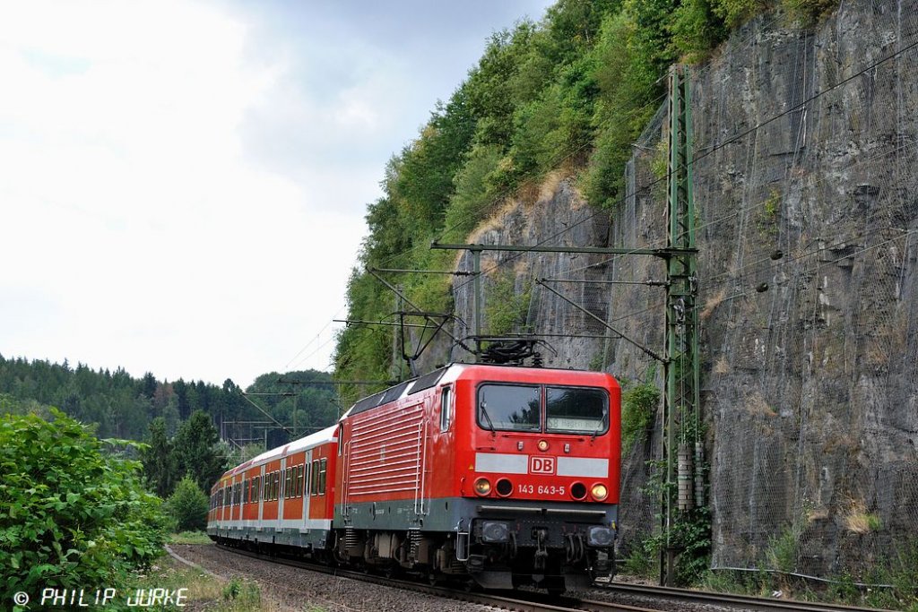 143 643-5 mit der S8 nach Hagen am 24.07.2010 in Ennepetal