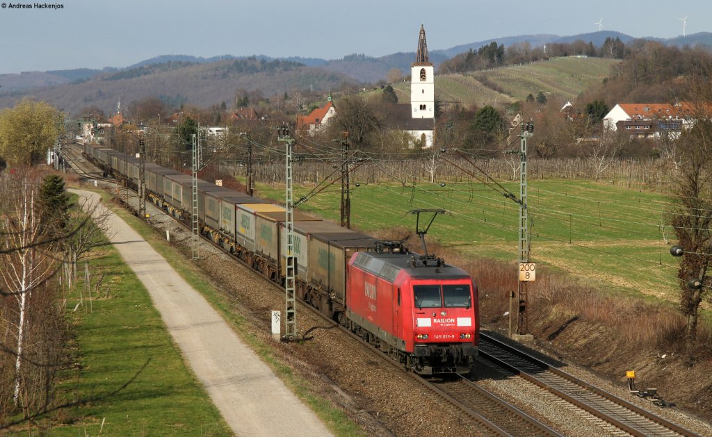 145 013-8 mit einem Ambroigio KLV bei Denzlingen 17.3.12