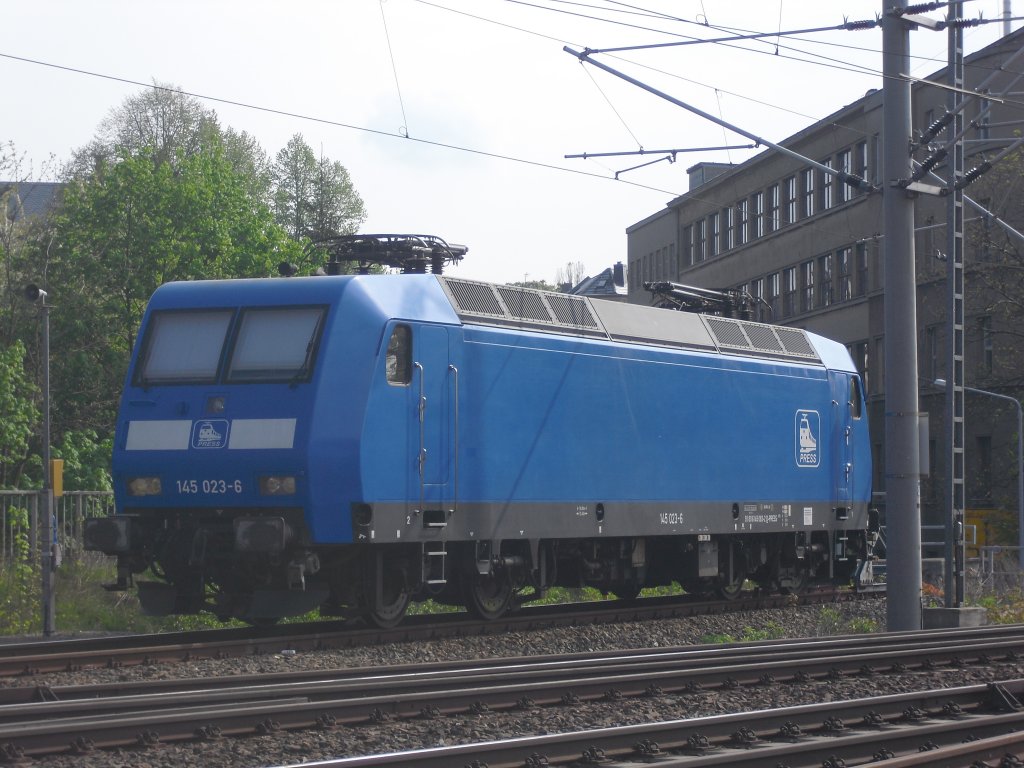145 023-6 der PRESS stand am 09.05.10 im oberm Bahnhof Reichenbach/V.