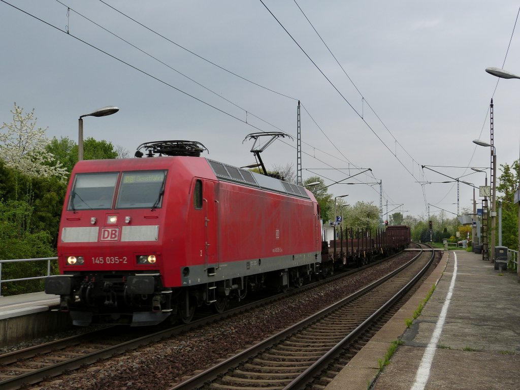 145 035  Dienstfahrt  durchf�hrt am 4.5.13 mit ihrem gemischten Gz Dresden Stetzsch.