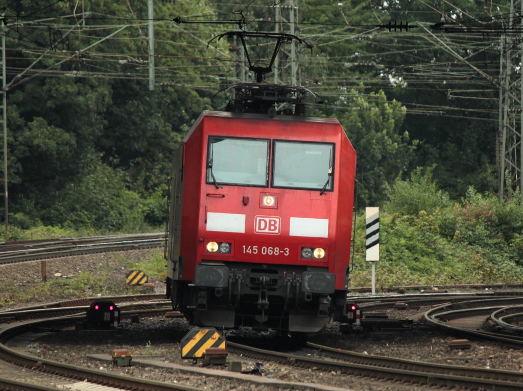 145 068-3 steht am 24.07.2011 unter der Brcke Turmstrasse in Aachen West.