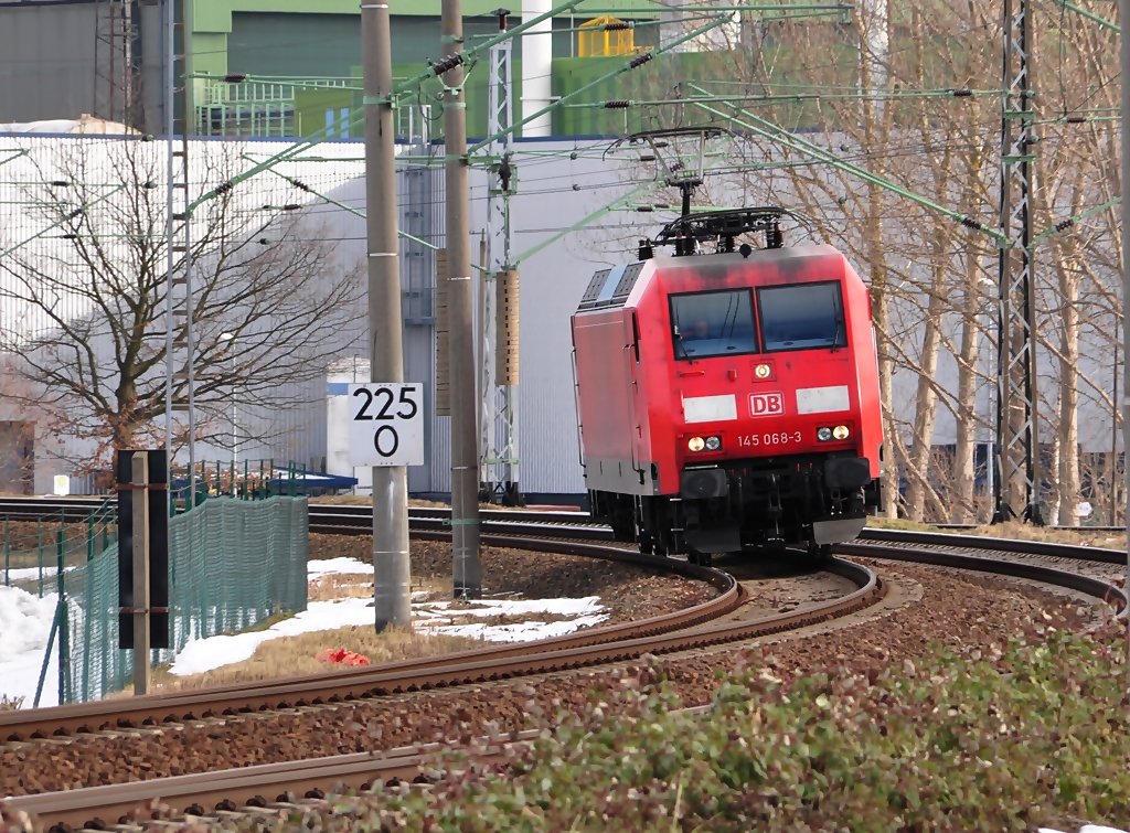 145 068 Lzz von Sanitz-Mukran nach Stralsund, Februar 2010