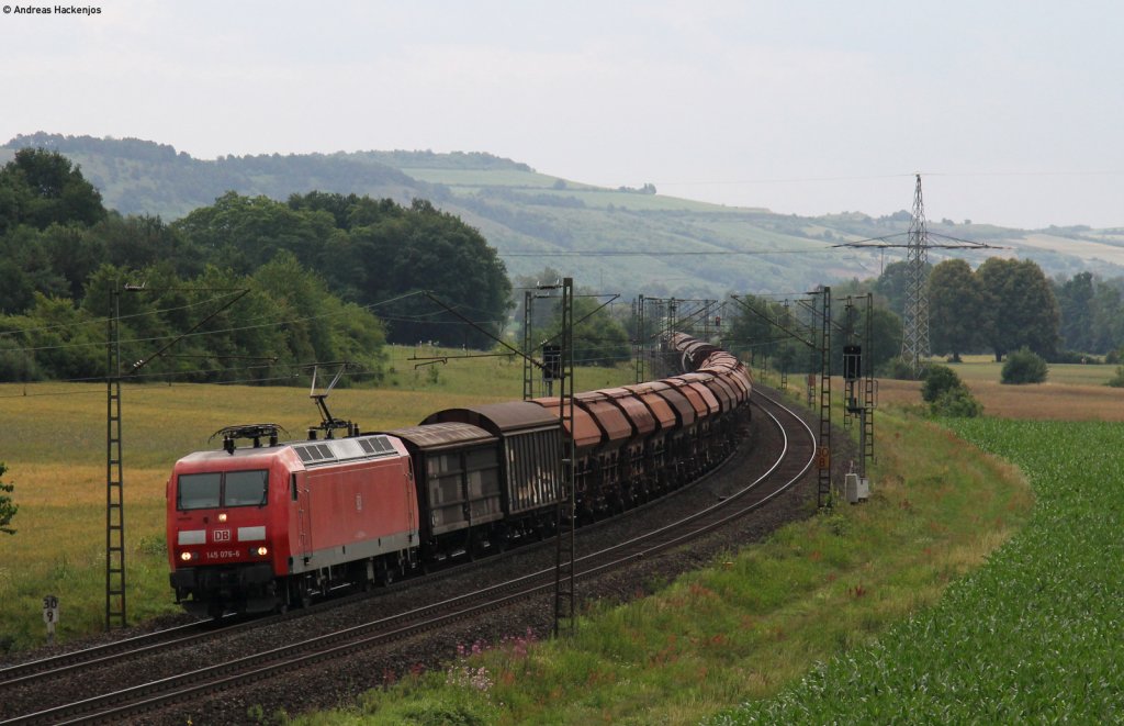 145 076-6 mit einem gemischten Gterzug bei Wernfeld 22.6.11