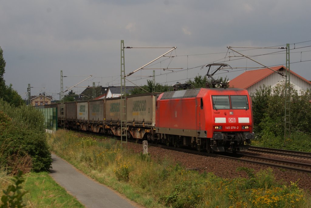 145 078-2 mit dem Ambrogio in Nauheim (bei Gro Gerau) am 03.08.2010