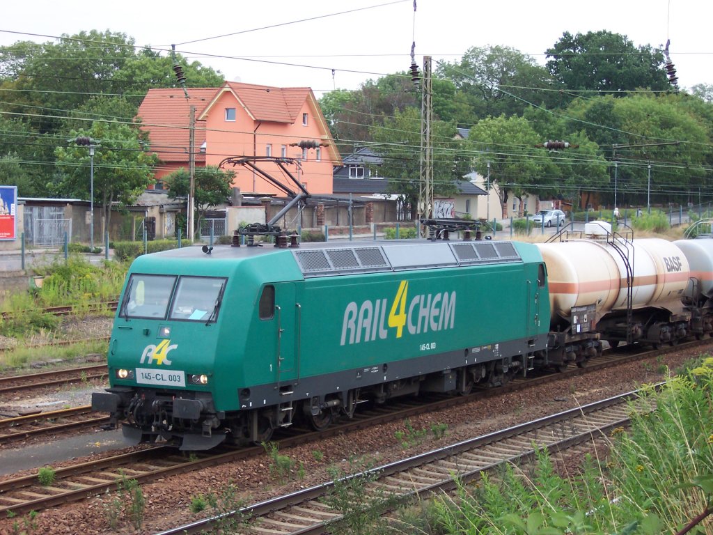 145-CL 003 -  Rail4Chem  - verlt am 01.08.2006 Leipzig-Leutzsch in westliche Richtung.