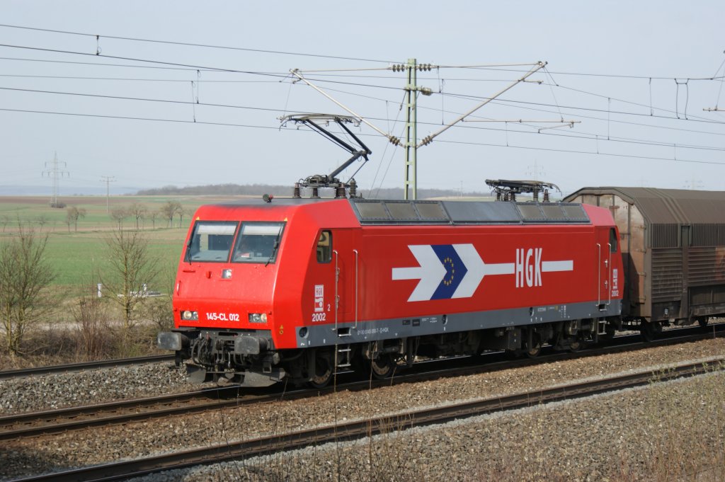 145-CL 012 (145 090-7) mit ARS-Altmannzug bei Iphofen am 29.03.2012


