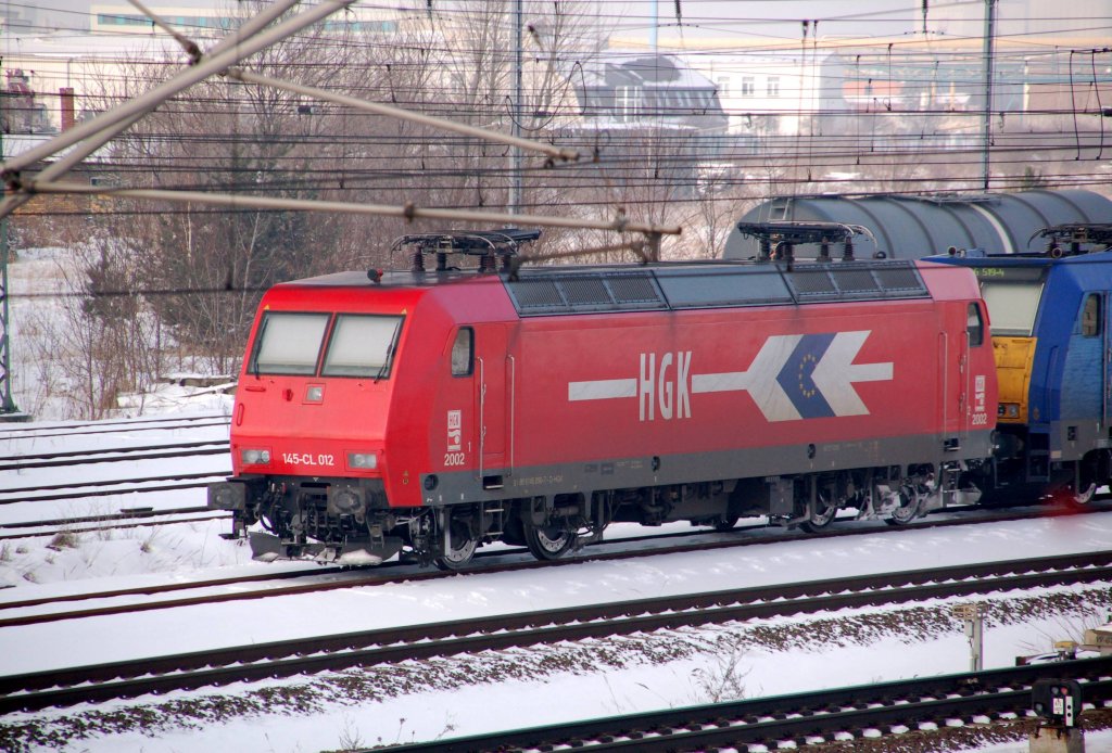 145-CL 012 der HGK steht am 14.02.10 abgestellt in Bitterfeld.