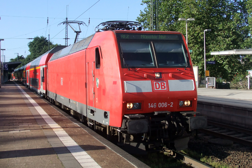 146 006-2 mit RE 2 nach Mnster in Recklinghausen 1.9.2012