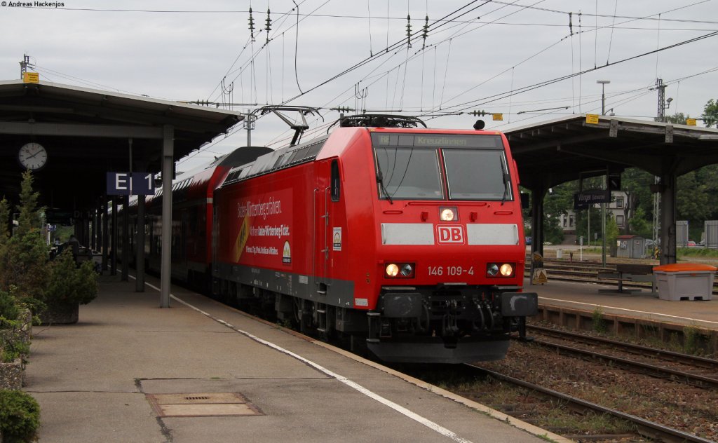 146 109-4  Baden Wrttemberg erfahren  mit dem RE 5307 (Karlsruhe Hbf-Kreuzlingen) in Villingen 6.6.12