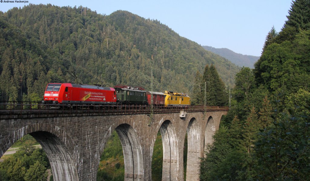 146 109-4  Baden Württemberg erfahren ; E 44 1170 und 711 112-8 als Dbz 93444 (Freiburg (Brsg) Hbf-Seebrugg)auf dem Ravennaviadukt 11.8.12