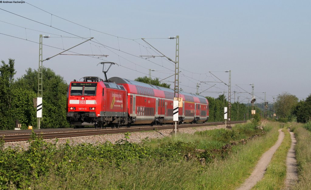 146 111-0  Baden Wrttemberg erfahren  mit dem RE 26509 (Offenburg-Basel Bad Bf) bei Kndringen 6.6.13