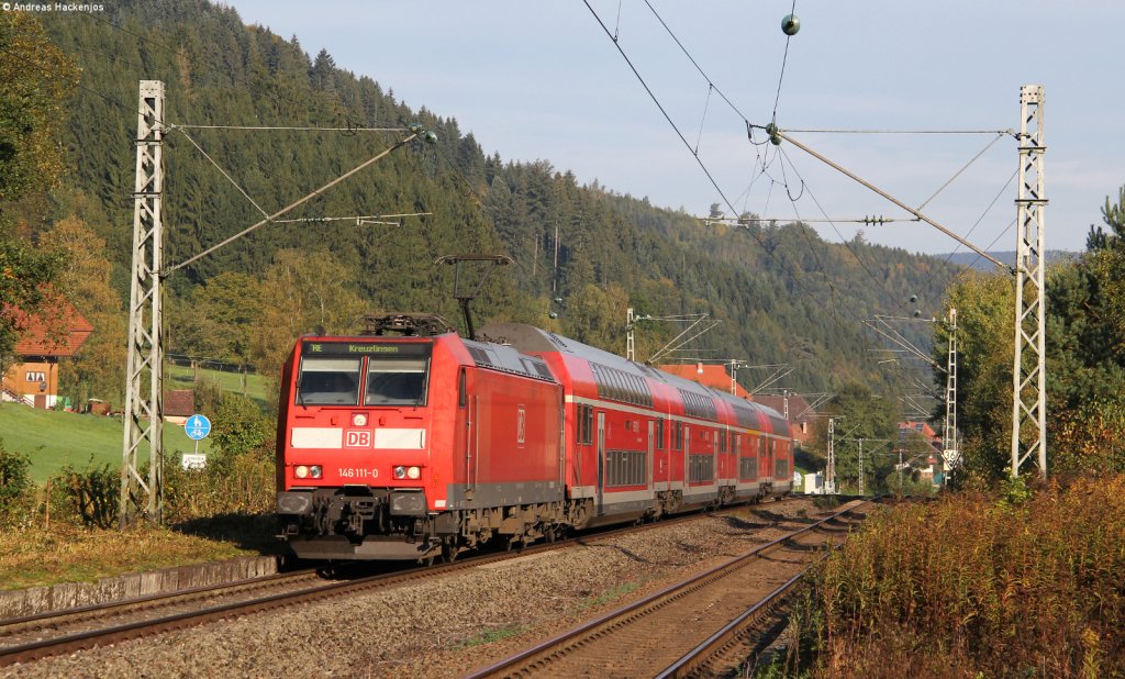 146 111-0 mit dem RE 5311 (Karlsruhe Hbf-Kreuzlingen) bei Gutach 6.10.12