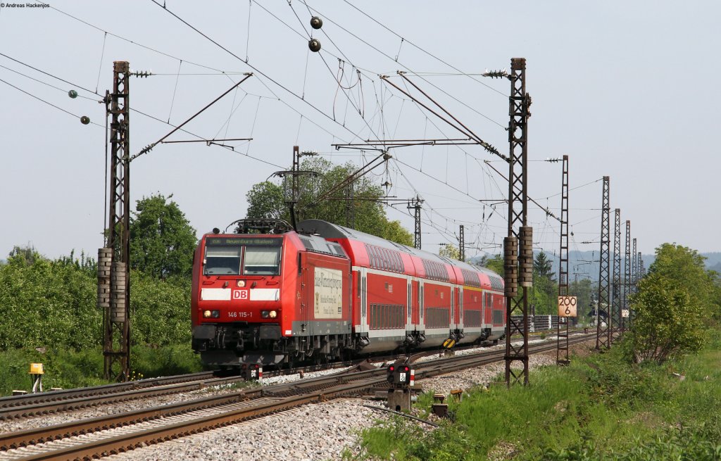 146 115-1 mit der RB 26565 (Offenburg-Neuenburg(Baden) ) bei Denzlingen 7.5.11